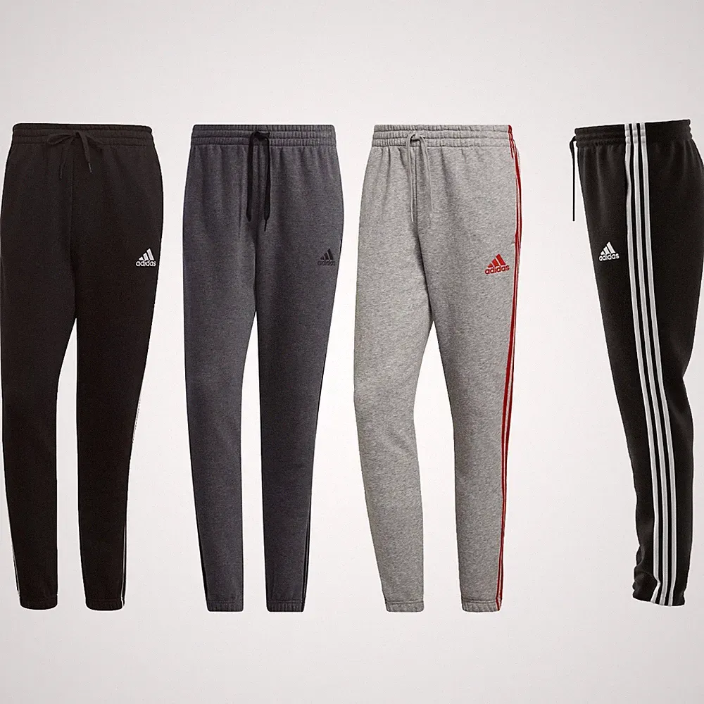 adidas Jogginghose Hose Herren 3 Streifen Design mit Fleece innen Baumwolle
