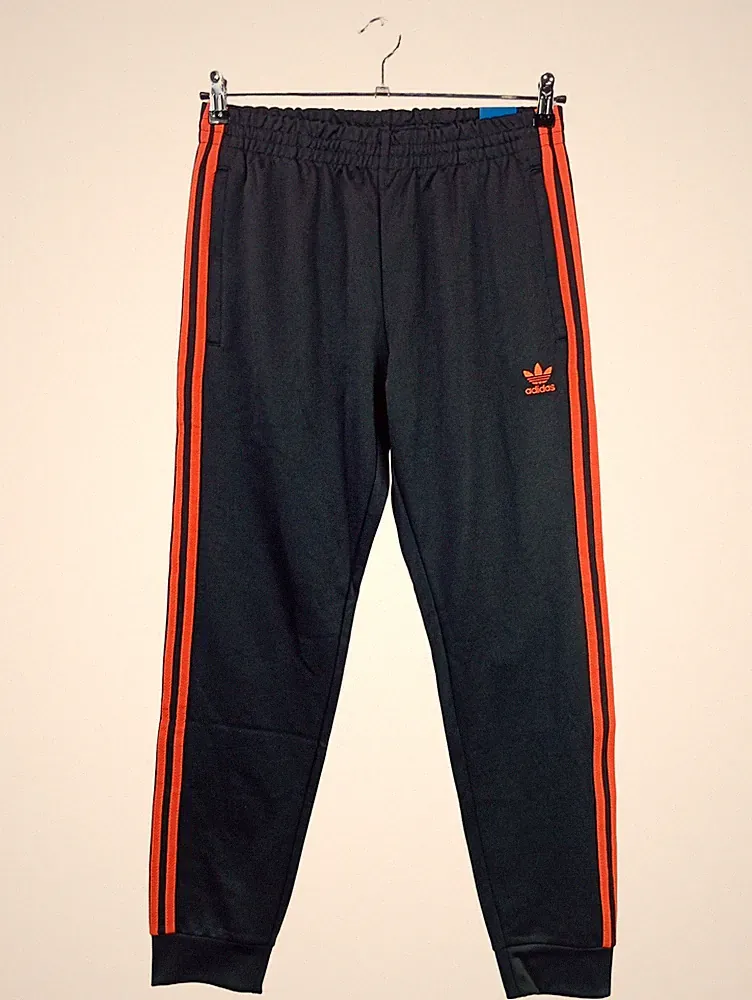Adidas Jogginghose Schwarz Rot Streifen Herren Gr. 48 M Trainingshose Sporthose