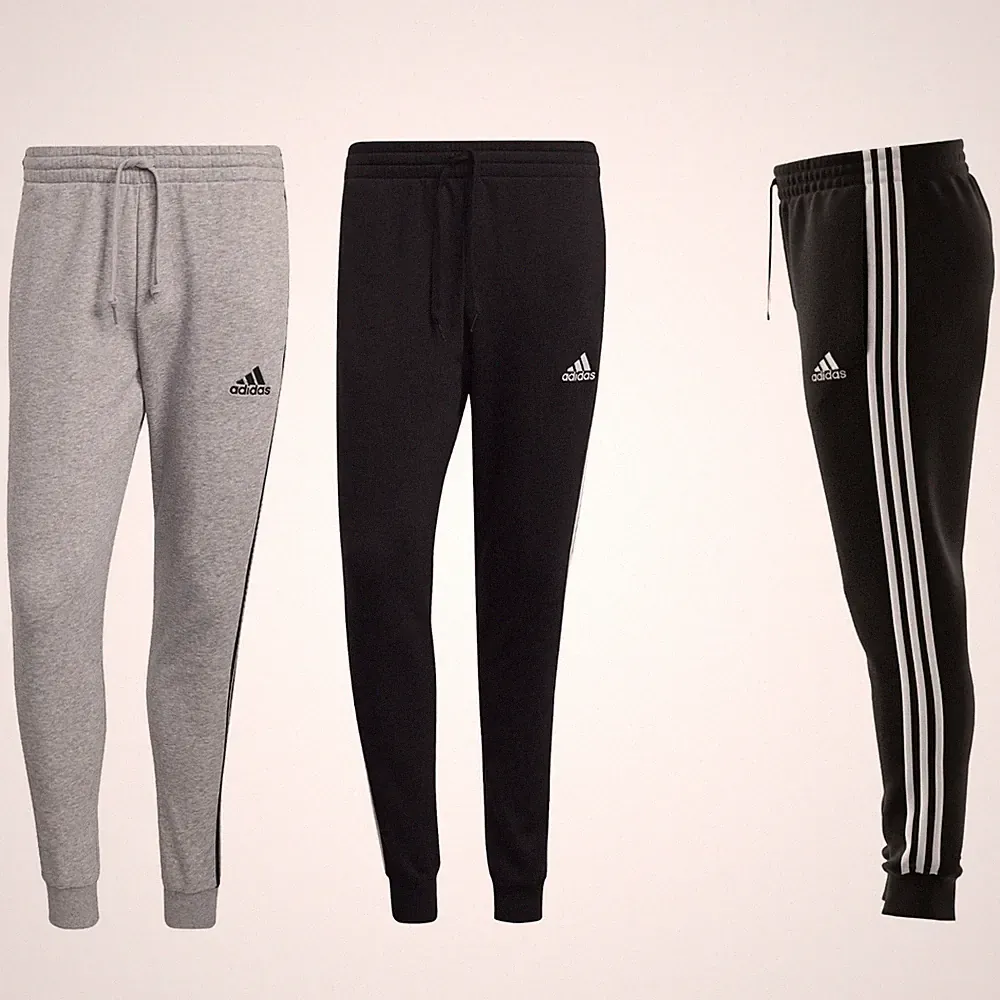 adidas Jogginghose Sporthose Herren 3 Streifen Fleece innen Freizeithose schwarz