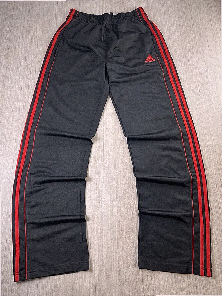 Adidas Jungen Jugend XL Jogginghose schwarz rot 3 Streifen Trainingshose Hose Vintage