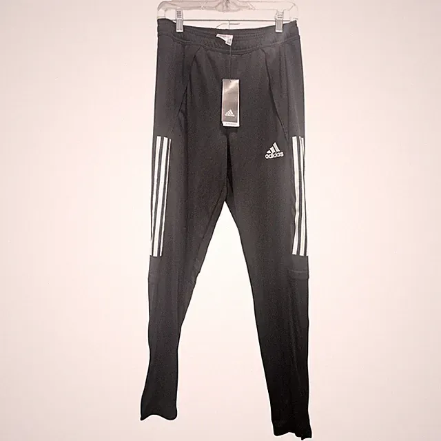 Adidas Men's Track Pants Small Black White 3-Stripe Aeroready Joggers