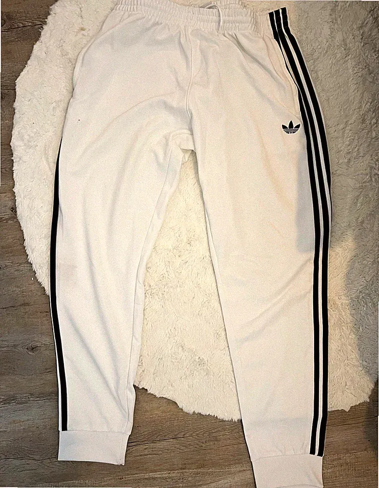 adidas Originals Herren Jogginghose XL weiß/schwarz 3-Streifen elastischer Bund