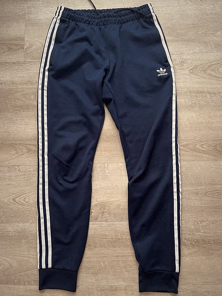 ADIDAS Originals SST TP Gr M hose Herren Blau Weiß Slim Fit sport retro training