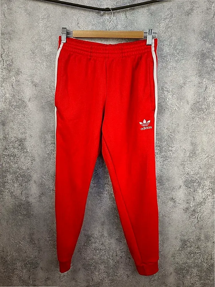 adidas Originals Trefoil Rot 3-Streifen Vintage Trainingshose Jogginghose...