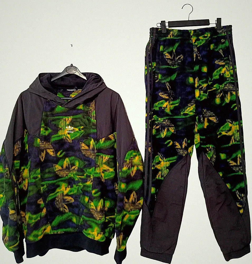 ADIDAS Polar Fleece Herren Jogginganzug Gr. S Set Hose & Hoodie Logo Trefoil