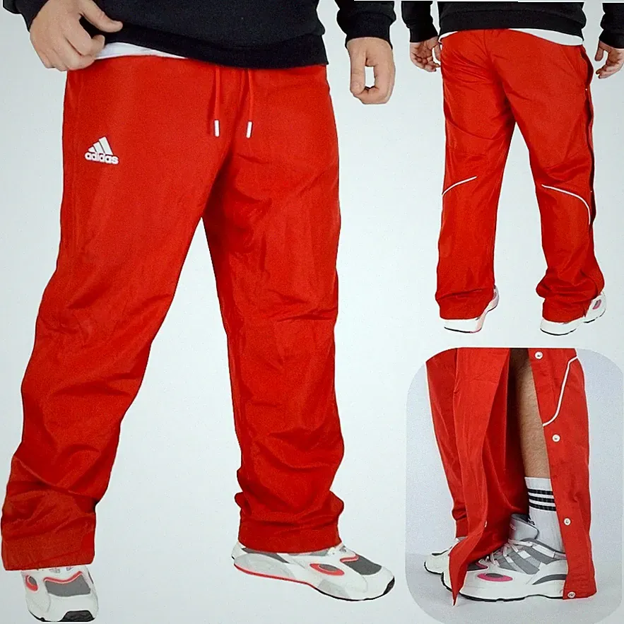 Adidas Snap Herren Trainingshose Basketball Hose Jogginghose Knopfleiste rot