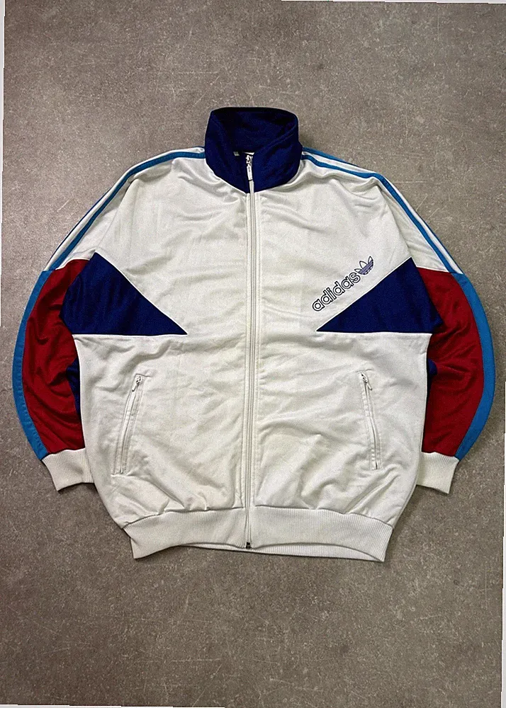 Adidas Trackjacke M Vintage Y2K 90s Retro Jogging | Weis