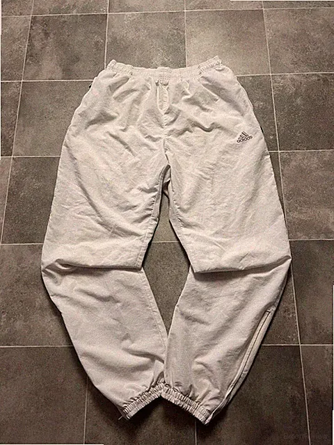 Adidas Trackpants 2002 vintage baggy weiß/grau Trainingshose Herren Größe M