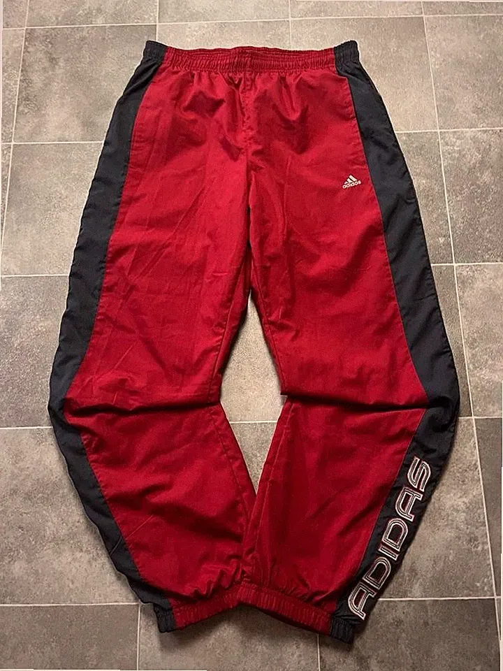 Adidas Trackpants vintage baggy rot/grau Trainingshose Retro Y2K Herren Größe M