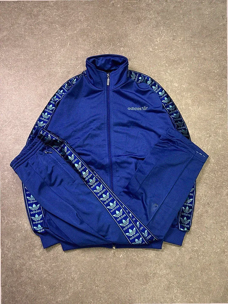 ADIDAS Tracksuit S Vintage Y2K 90s Retro Herren Damen Jogginganzug | Blau
