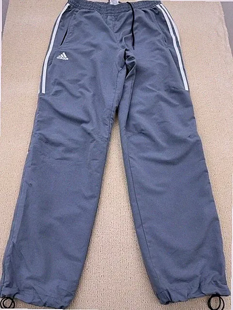adidas Trainings-Jogginghose Herren grau XL 3-Streifen Trikot offener Saum