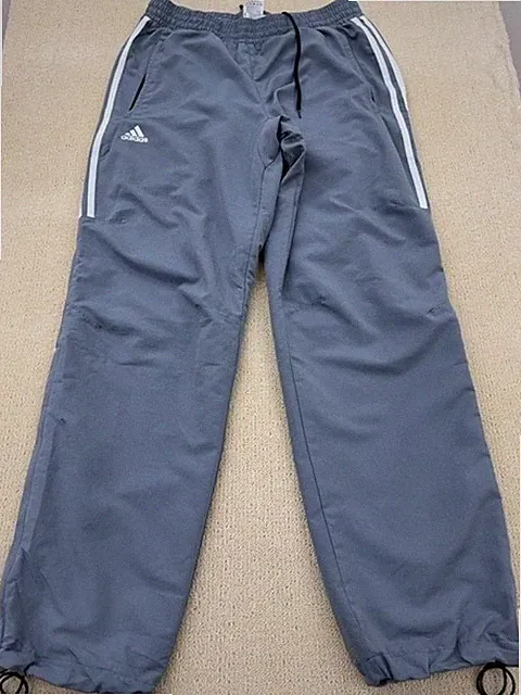 adidas Trainings-Jogginghose Herren grau XL 3-Streifen Trikot offener Saum