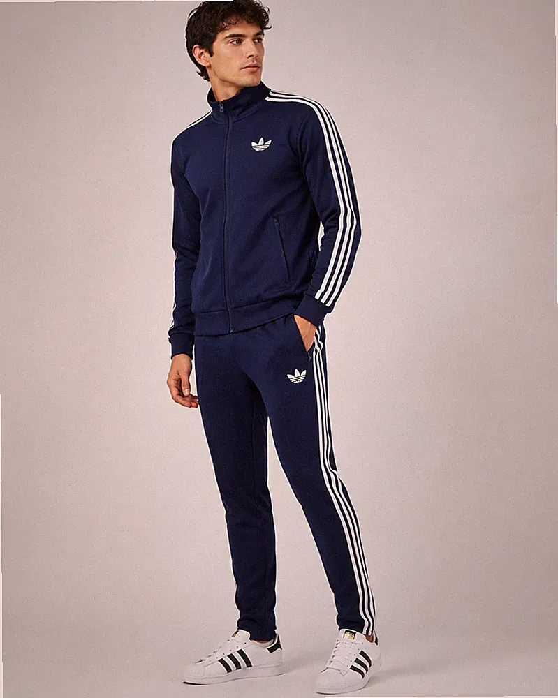 Adidas Trainingsanzug Trainingsanzug Herren Navy Blau Trefoil Jacke Sweatshirt Zip Hose