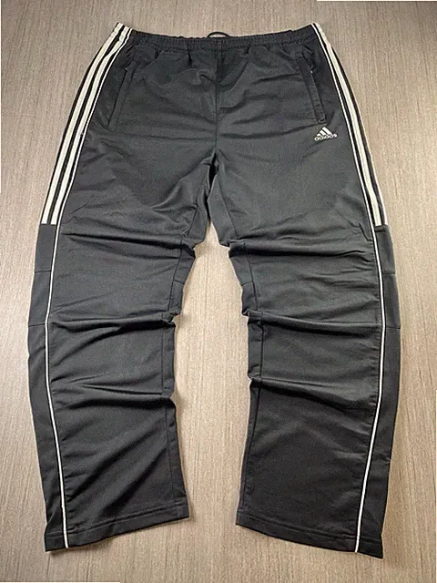 Adidas Trainingshose Jogginghose gerades Bein Größe L grau weiß 3 Streifen