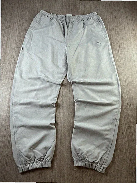 Adidas Vintage 2000s Y2K Herren Nylon Baggy Trainingshose Hose Grau Größe L