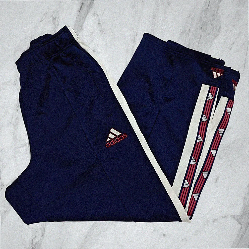 ADIDAS Vintage 90er Jahre Jogginghose Herren Blau Multi Logo Stripes L