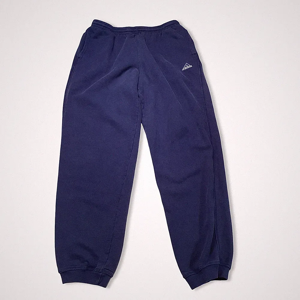 Adidas Vintage Fleece Hose L Dunkelblau Core Track Pants Y2K Jogginghose 2000er