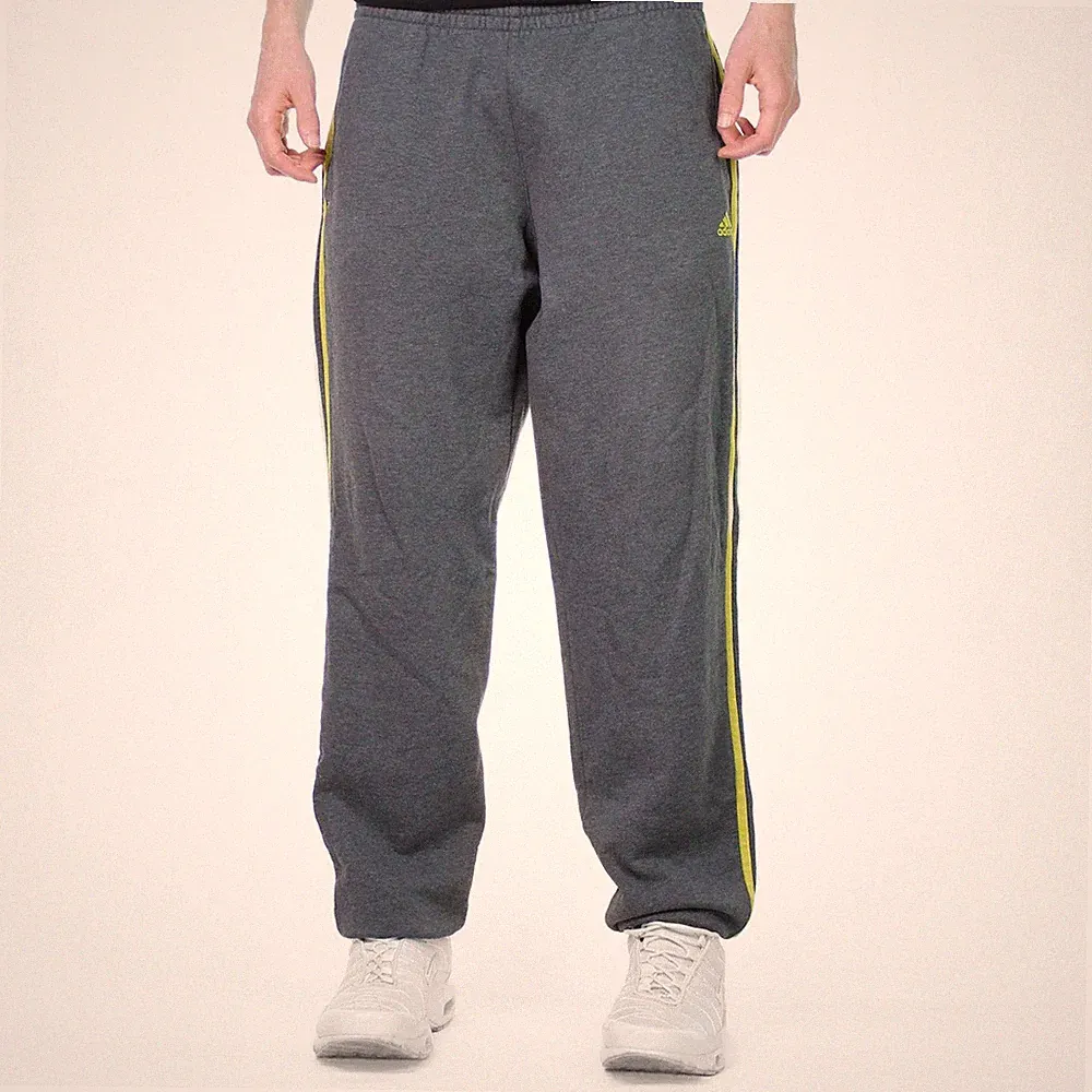 Adidas Vintage Jogger Jogginghose Grau Gelb Basic Loose Streetwear