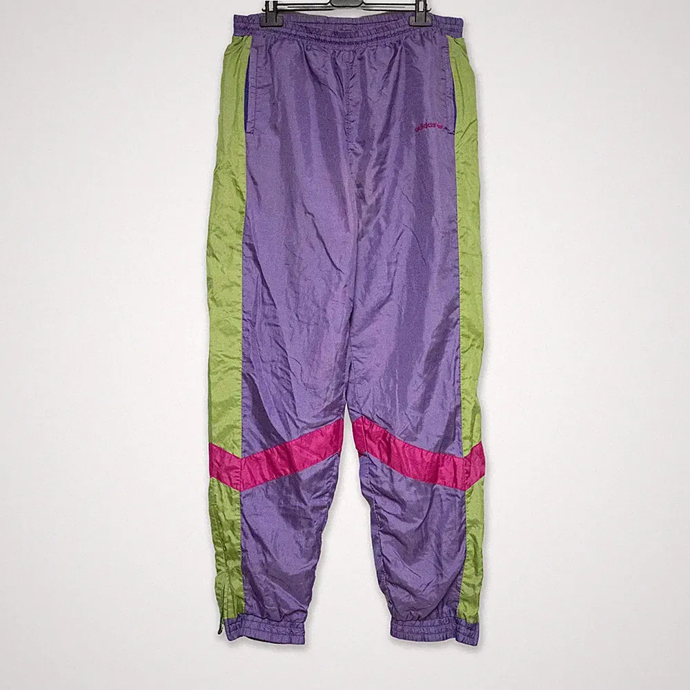 Adidas Vintage Lila Und Grüne Lange Jogginghose Der 90er Jahre - Größe D6 F18