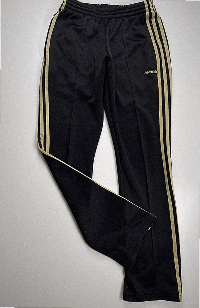 ADIDAS Vintage Trainingshose Schwarz/Gold Größe S Herren Polyester Retro