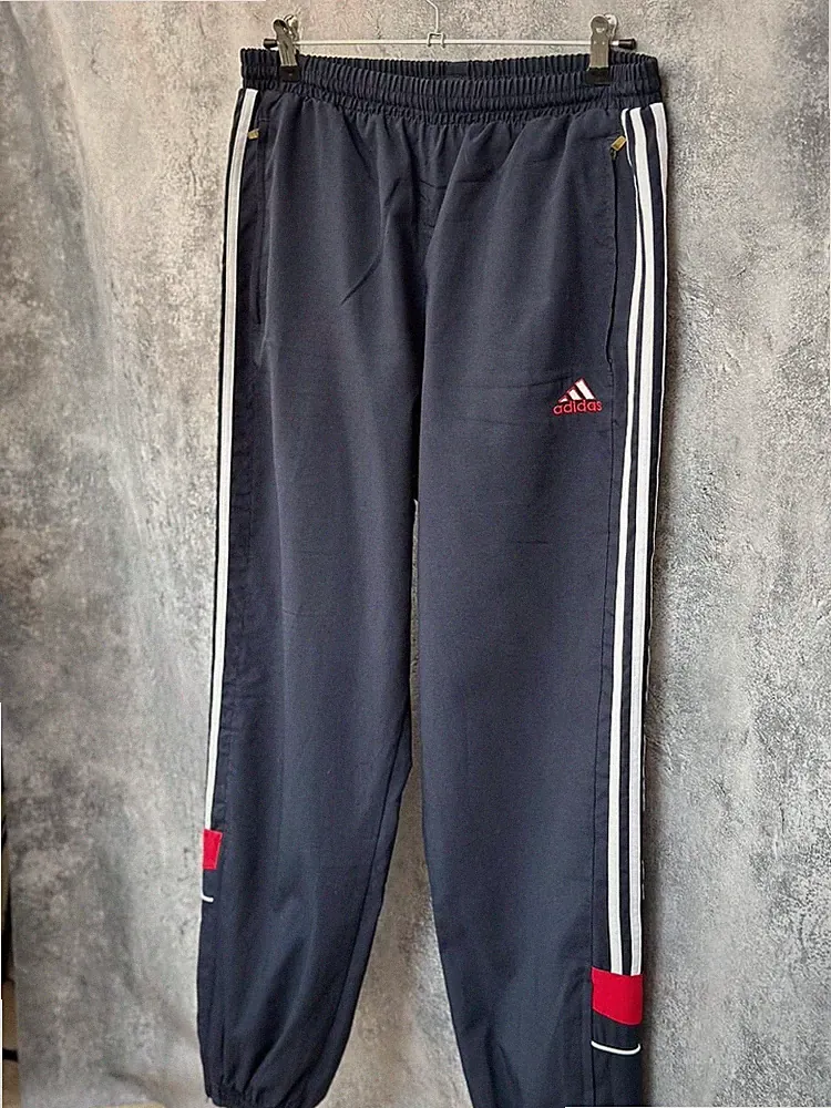 Adidas Vintage Y2k Jogginghose Track 3-Streifen Blau Puffy Hose Herren Größe...