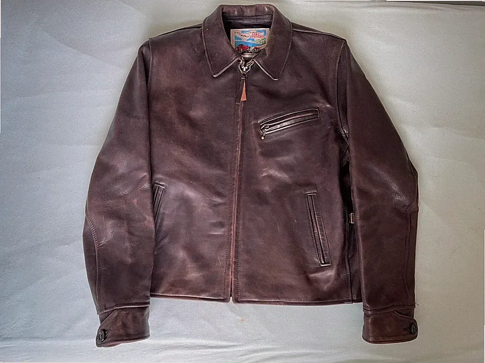 Aero Leathers 1950s Halfbelt Lederjacke, L/42, Horween Chromexcel, dunkelbraun