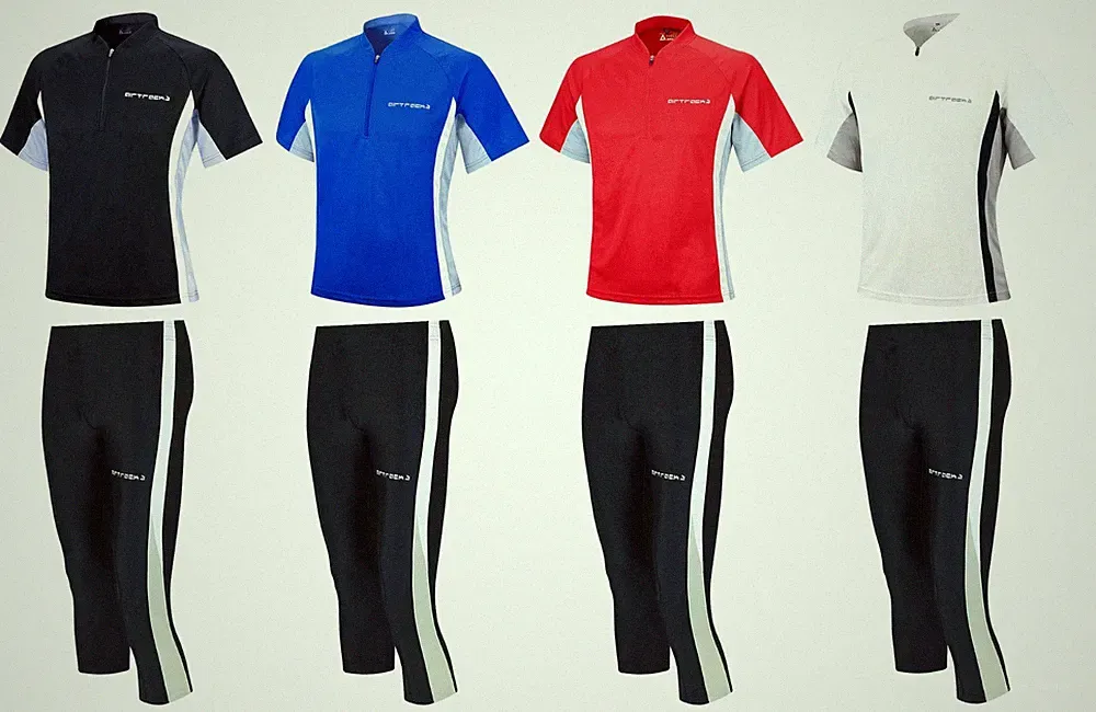 AIRTRACKS Funktions Laufset: Laufhose Tight 3/4 Lang + Laufshirt Kurzarm Running