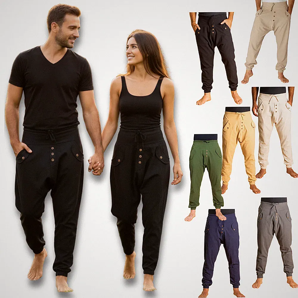 Aladinhose bequeme Baggyhose Baumwolle Haremshose Unisex Yogahose Damen Herren