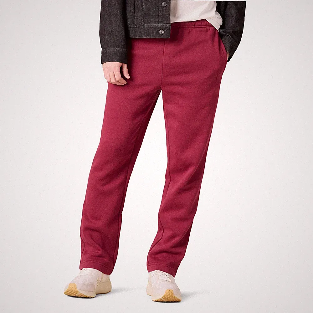 Amazon Essentials Herren Fleece-Jogginghose offenem Saum Dunkelrot M Übergrößen