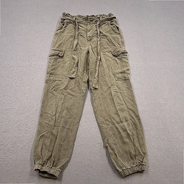 American Eagle Cargo Pants Women's 8 Long Olive Green Paperbag Waist Joggers