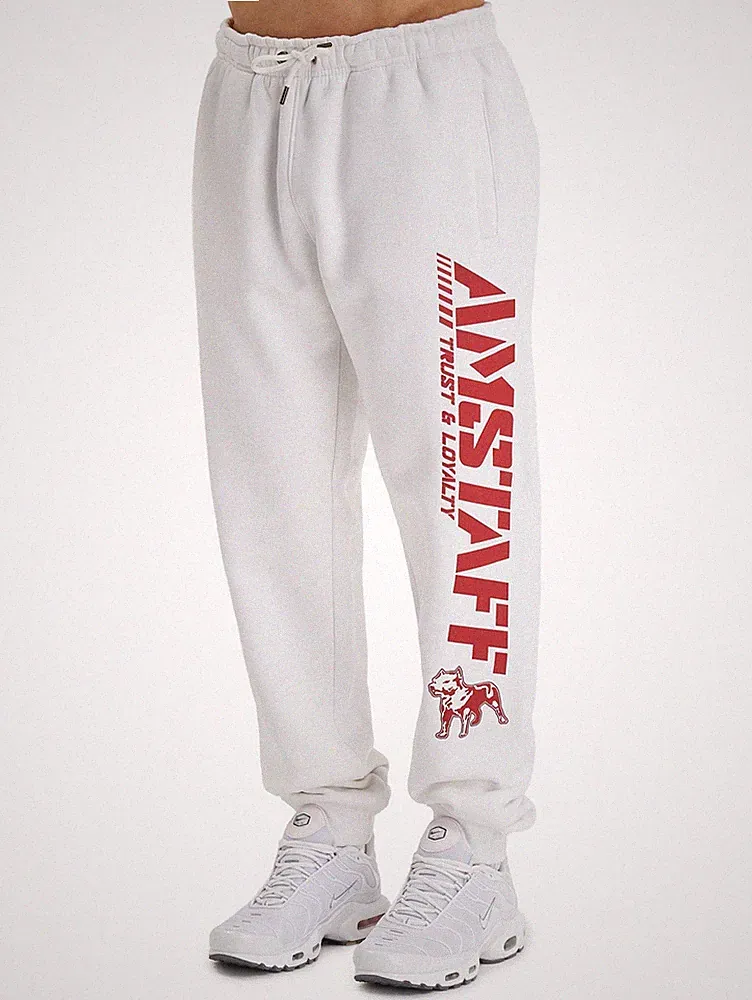Amstaff Logo 2.0 Sweatpants Herren Jogger Hose Jogging Weiß Rot