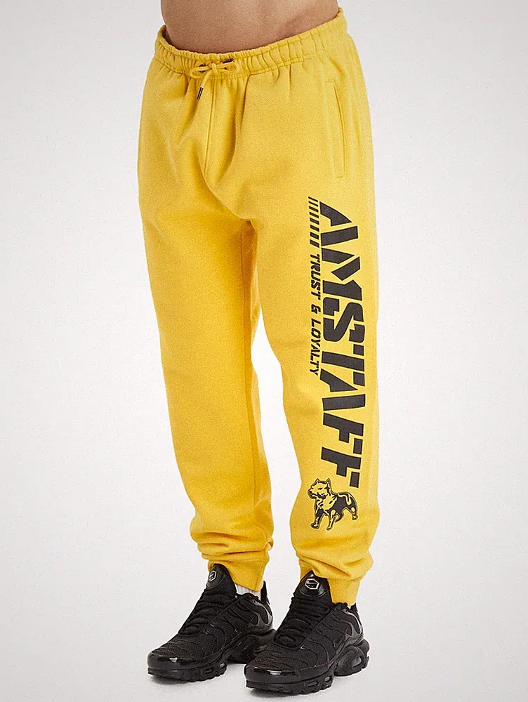 Amstaff Logo 2.0 Sweatpants Herren Jogging Hose Jogger Gelb Schwarz