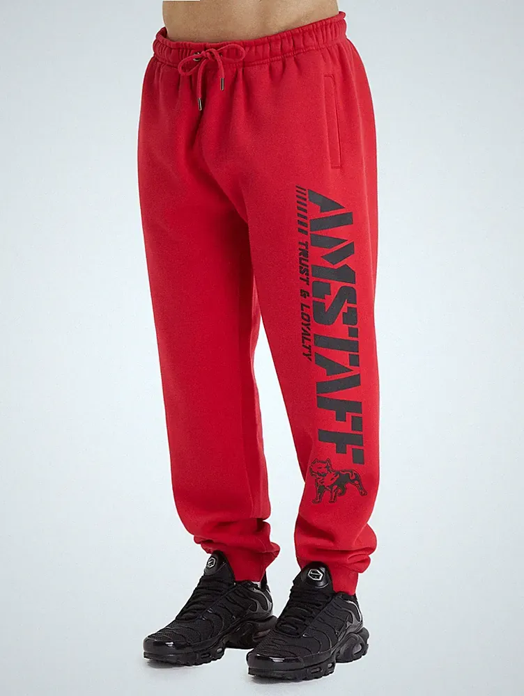 Amstaff Logo 2.0 Sweatpants Herren Jogging Hose Jogger Rot Schwarz