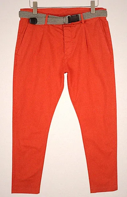 ANTONY MORATO Herren Rote Chino Hose Carrot Fit Mit Falten W34