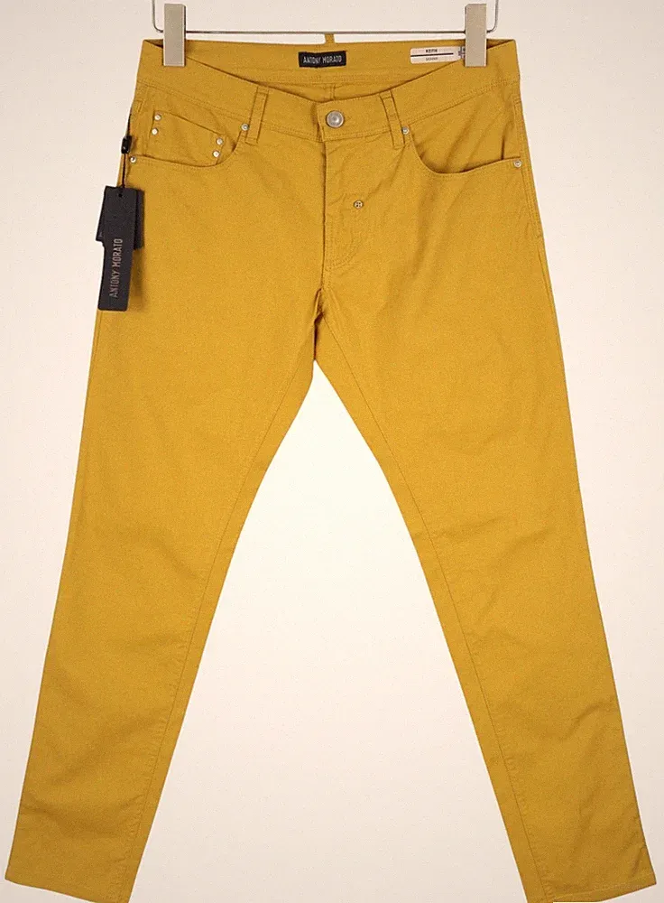 ANTONY MORATO Keith Herren Jeans Slim Fit 28 Gelb Texturiert Reißverschluss