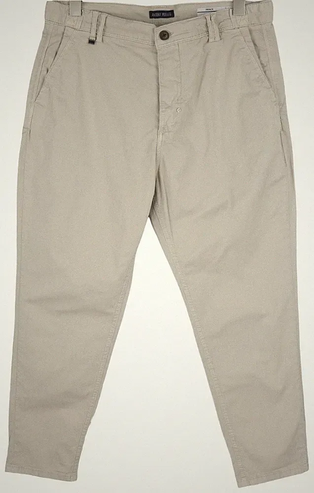 ANTONY MORATO Prince Herren Beige Chinohose W32 Loose Fit Knopfverschluss