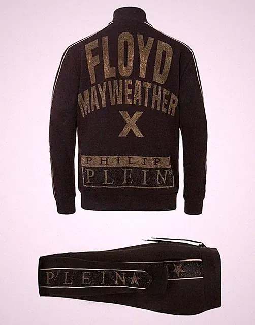 ANZUG FLOYD MAYWEATHER PHILIP PLEIN GOLD TRAININGSANZUG PHILIPp STRASS JOGGER BOXE
