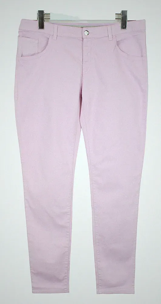 Armani Collezioni J76 Hose Damen W32 Slim Fit Niedrige Taille Skinny Bein Rosa