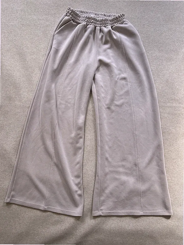 AUST Collezione D’Italia Palazzo Hose Beige Wide Leg Stretch Gr. L Sweat Pants
