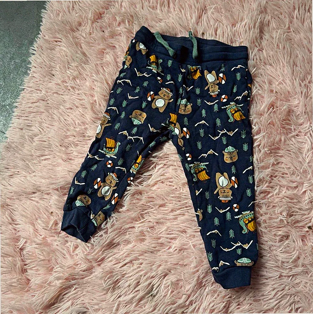 Baby Jogginghose Blau/Mehrfarbig Tier-Motivdruck elastisch Zugband Einheitsgr.