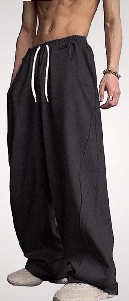 Baggy Jogginghose Herren Elastische Taille mit Kordelzug Cargohose Einfarbige...