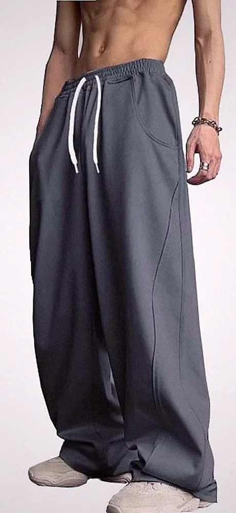 Baggy Jogginghose Herren Elastische Taille mit Kordelzug Cargohose Einfarbige...