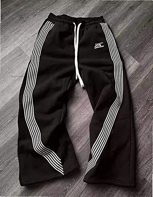 Baggy Jogginghose Oversized Sweaty Wide Leg Cargo Hose Stripes Damen S-2XL