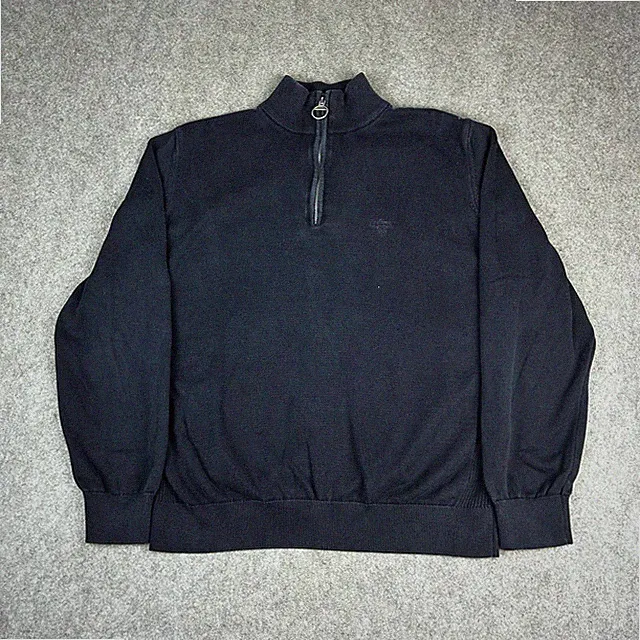 Barbour Pullover Herren XL dunkelblau 1/4 Zip Baumwolle Mock Neck Pulli Sweater Logo