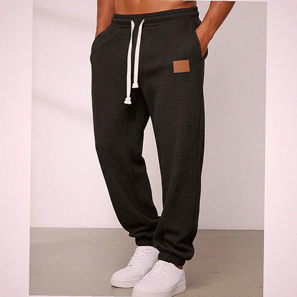 Baumwolle Polyester Slim Fit Herren Jogginghose Gummibund Cropped Gerades Bein