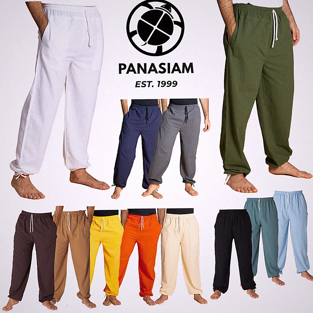 Baumwollhose 100% Baumwolle Freizeithose Stoffhose Lounge Yoga Unisex