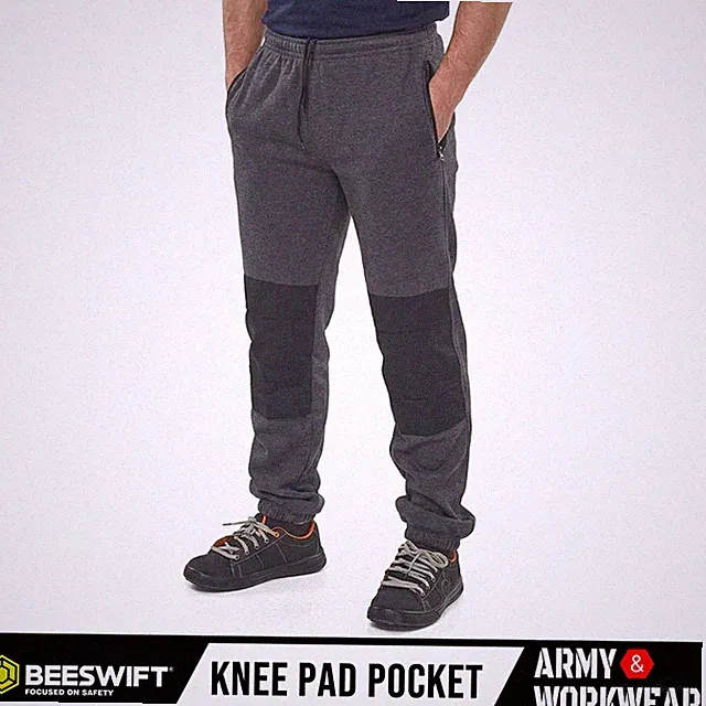 Beeswift Herren Trainingshose Fleeceshorts Thermo Jogger Charcoal Grey Black