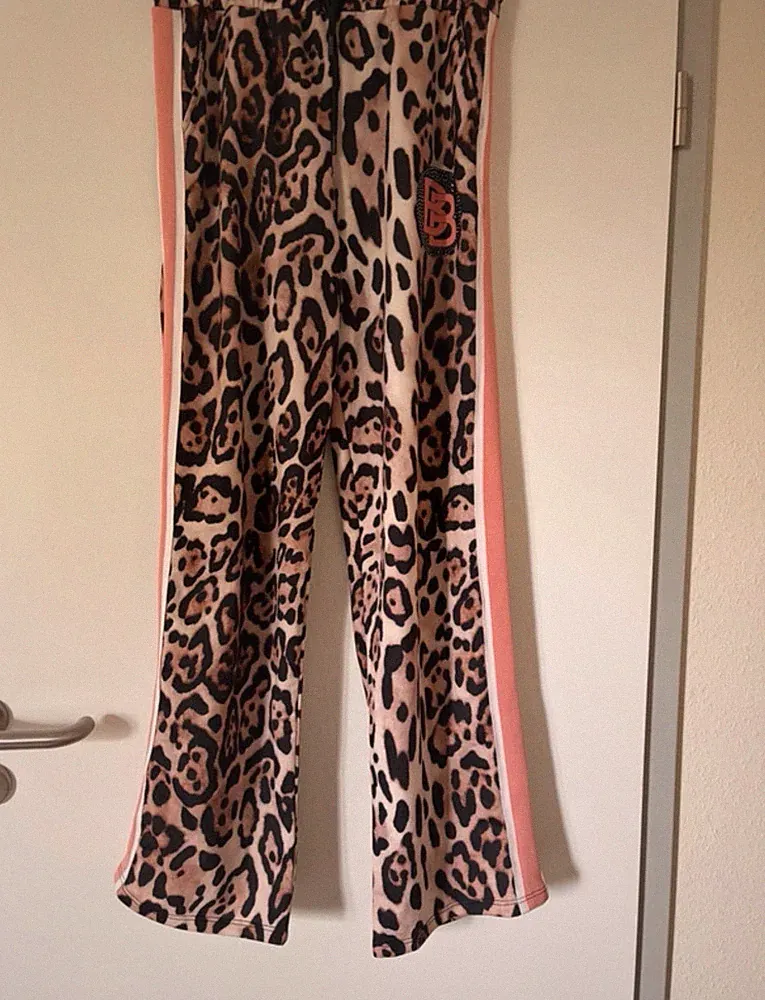 Bella Belluci Jogginghose Leo Print Rosa Schwarz Braun Gr. L 40 Damen