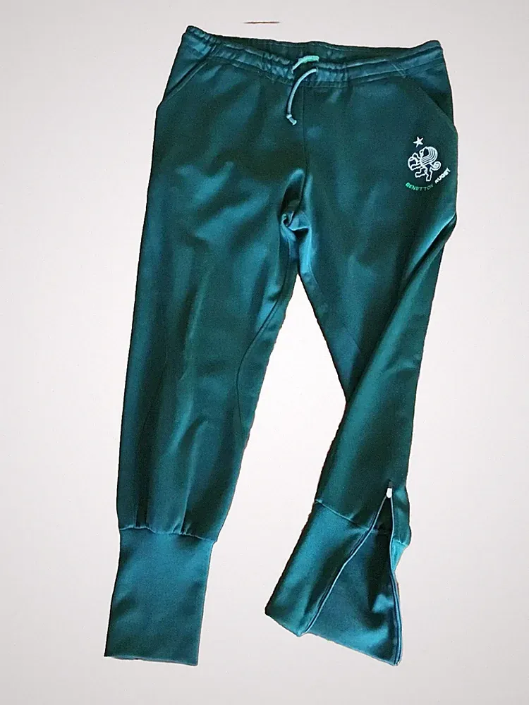 Benetton Rugby Hose Grün Herren Anzug Baumwollmischung Slim Fit Size S