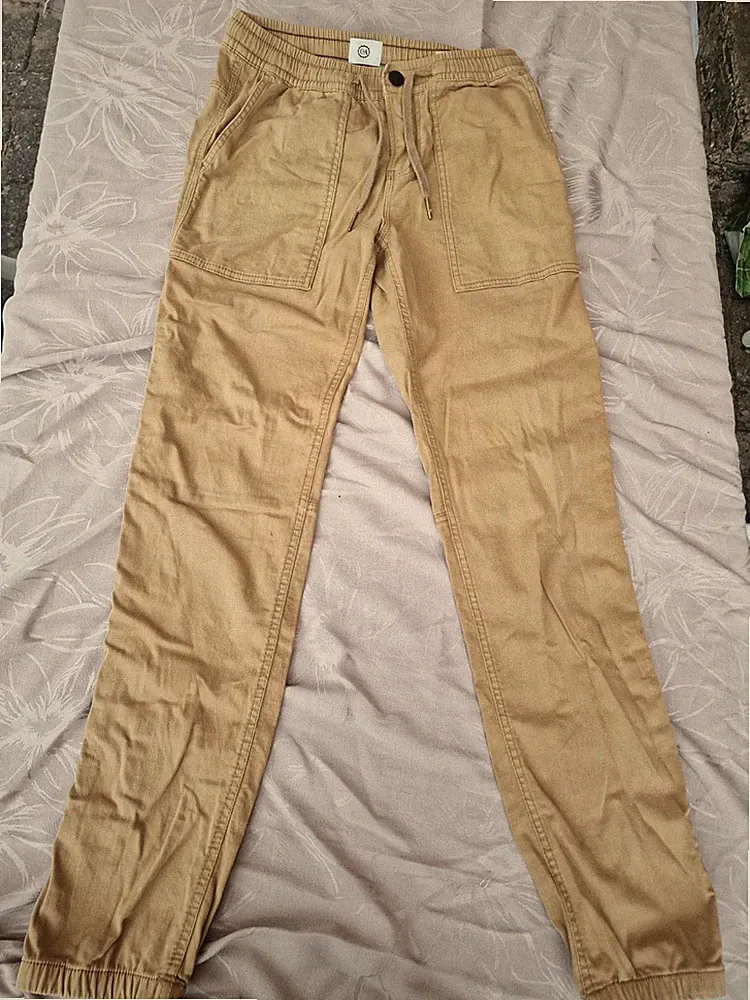 Bequeme Herren Chino Jogginghose Gr. W30 L32 - Senfgelb/Beige